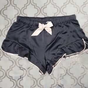 Victoria's Secret Pajamas Shorts Satin Black trim pink sexy Heart back Size M